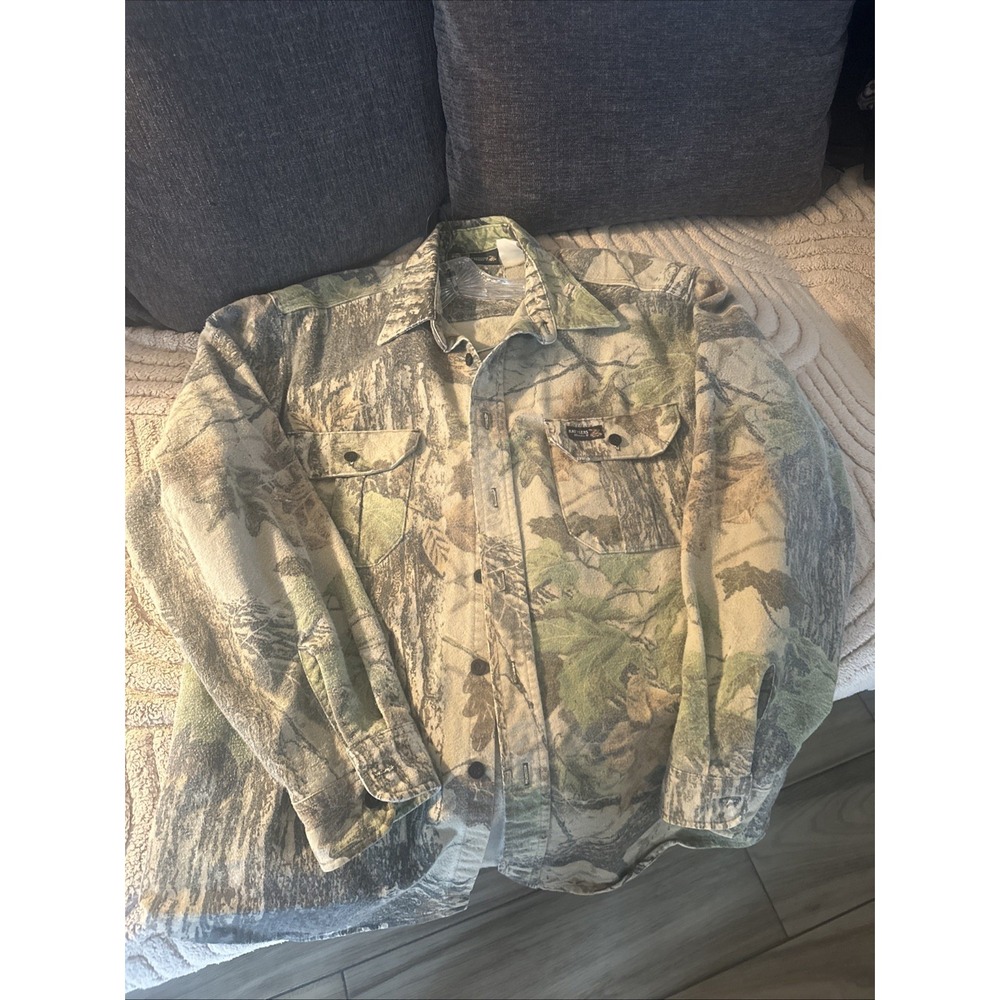 Vintage Rattlers Brand Realtree Camo Long Sleeve Button Up Shirt L